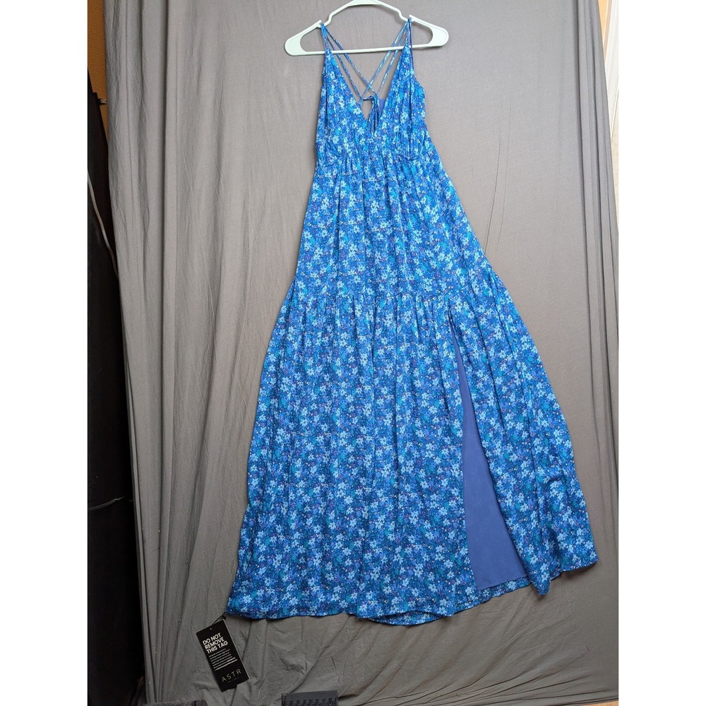 ASTR The Label Womens Blue Maxi Dress Size Large Floral Flowy